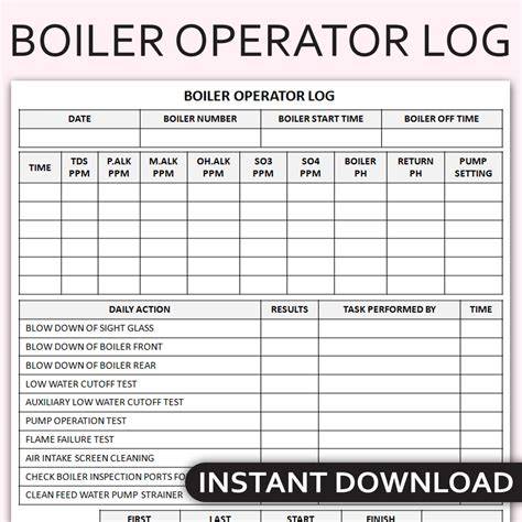 Printable Boiler Log Sheet