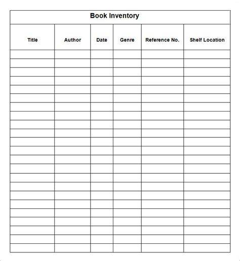 Printable Book Inventory Template