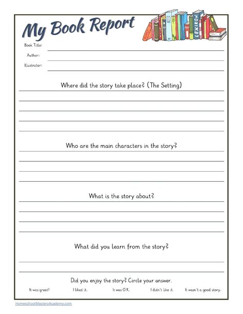 Printable Book Report Sheets