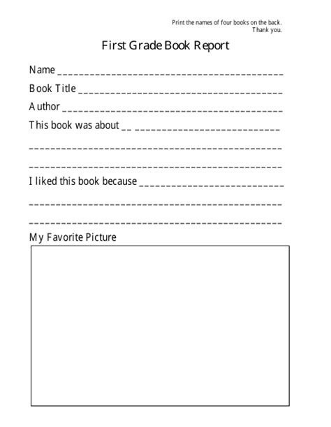 Printable Book Template First Grade