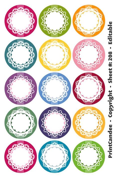 Printable Bottle Top Circles