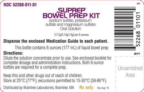 Printable Bowel Prep Label