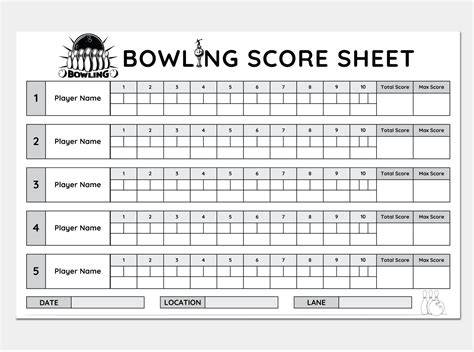 Printable Bowling Scoresheet Without Extensions