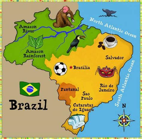 printable brazil map for kids