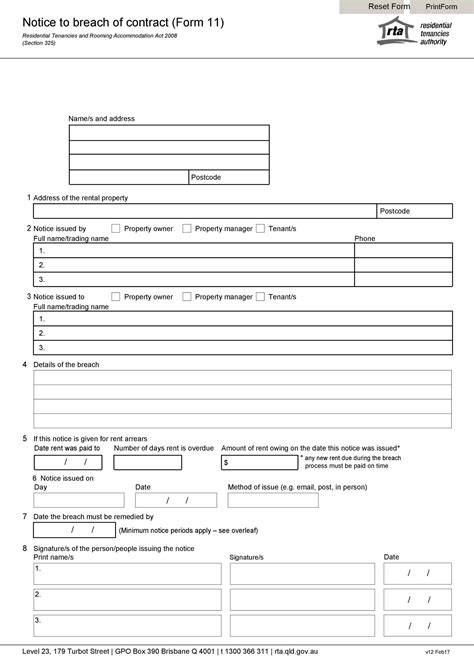 Printable Breach Of Contract Form