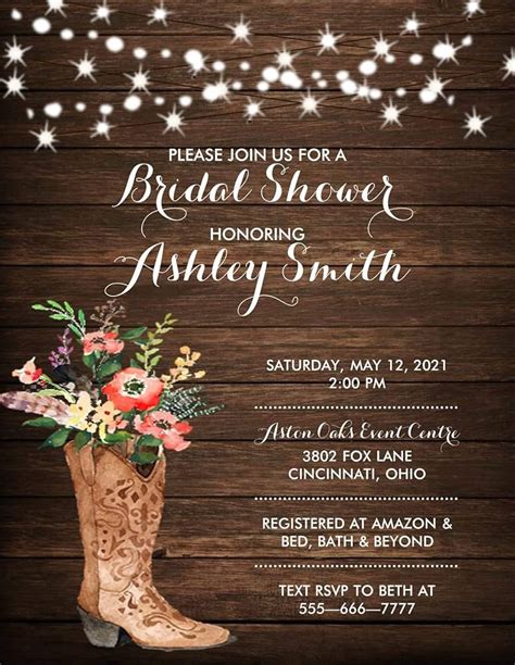 Printable Bridal Shower Invitations Rustic Amazon