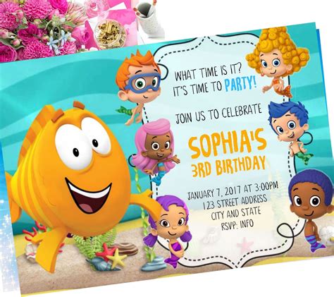 Printable Bubble Guppies Invitations
