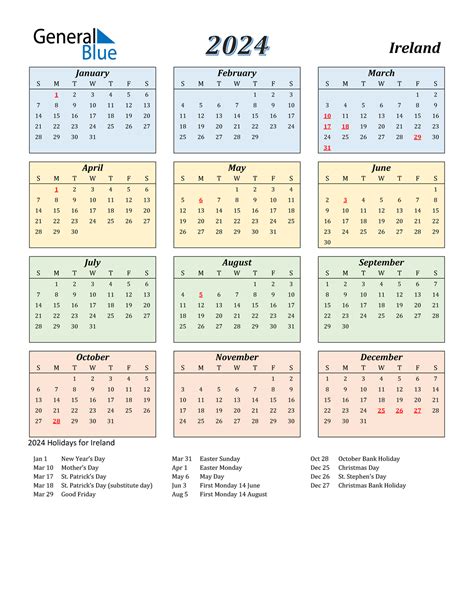 printable calendar 2024 ireland