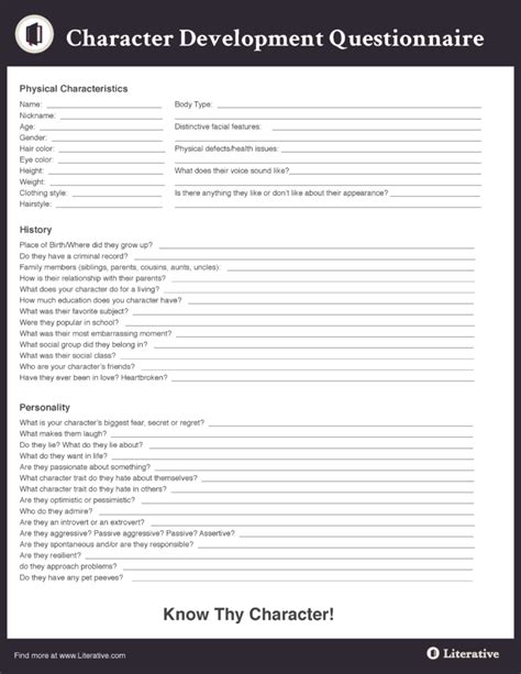 Printable Character Development Worksheets: Tips And Tricks For Writers