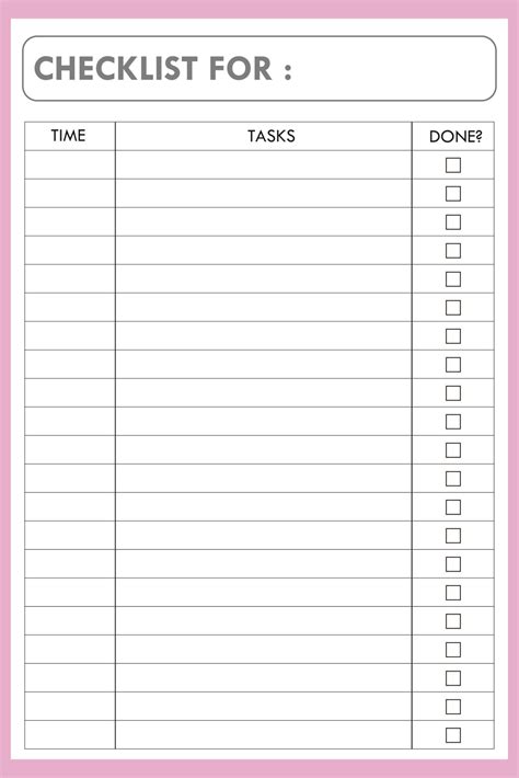 Printable Check Lists By Date