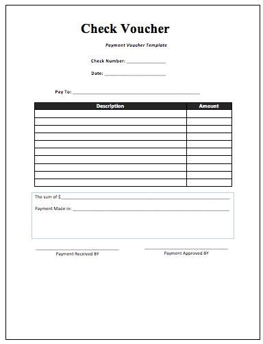 printable check voucher template