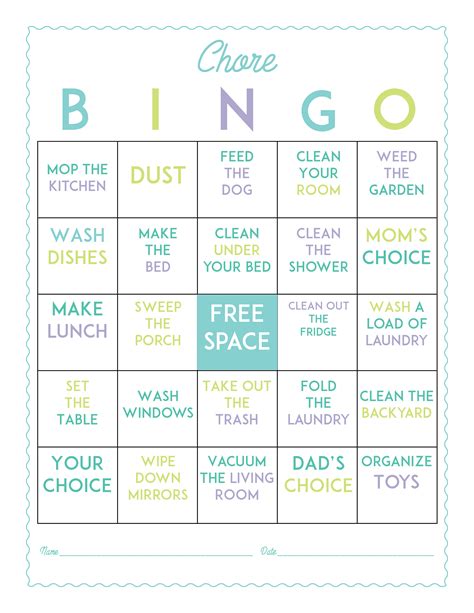 Printable Chore Board Game