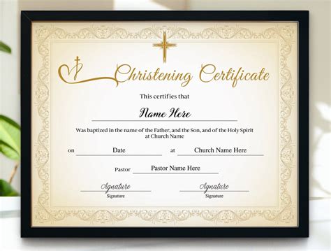 Printable Christening Certificate Template