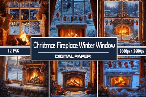 Printable Christmas Fireplace Through A Window