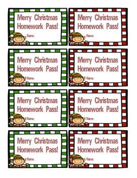 Printable Christmas Homework Pass