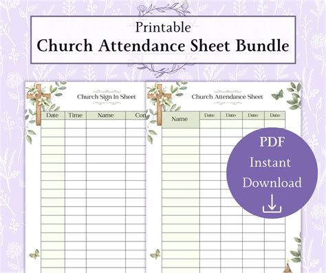 Printable Church Attendance Template