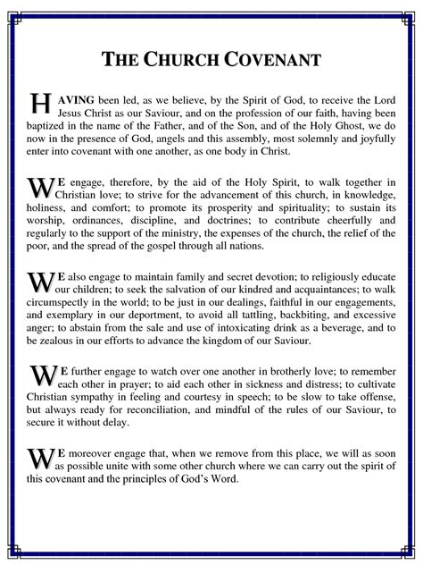 Printable Church Covenant
