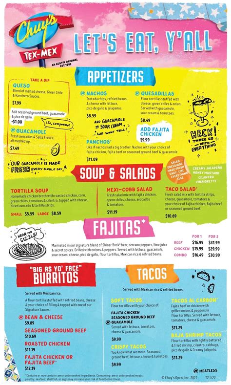 Printable Chuys Menu