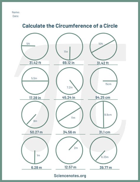 Printable Circle Circumference In Millimeters