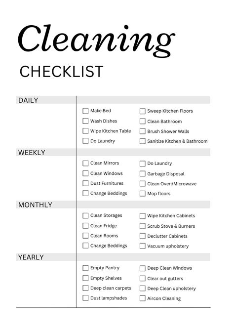 Printable Cleaning For Work Editable