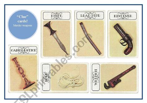 Printable Clue Weapons Cards