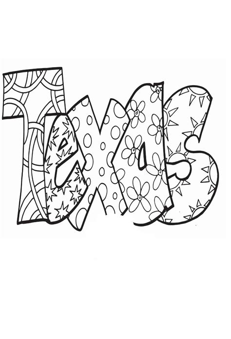 Printable Coloring Page Texas State