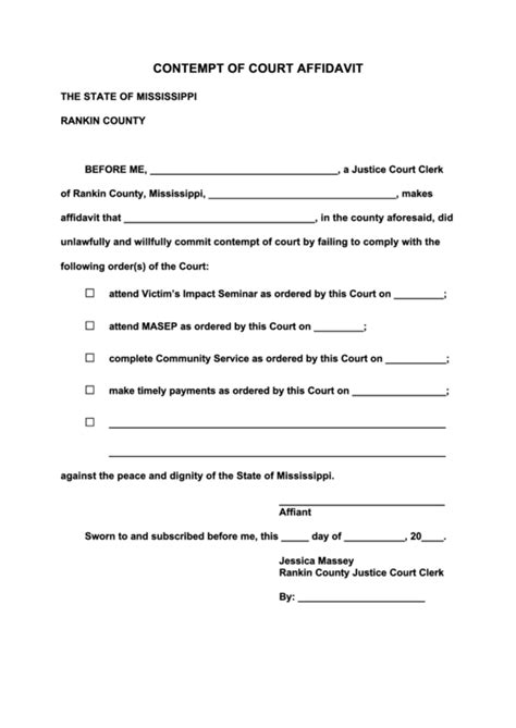 printable contempt of court forms