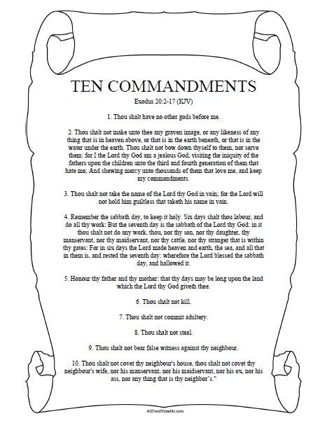 Printable Copy Of The Ten Commandments