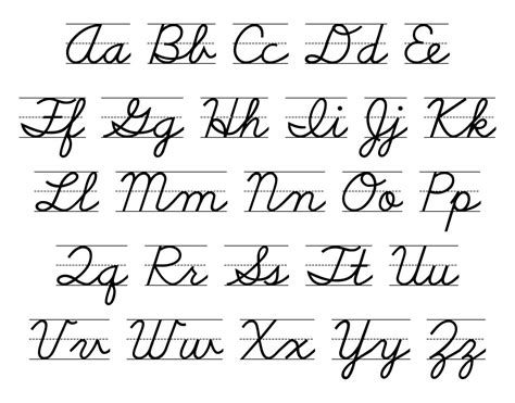Printable Cursive Reference Chart