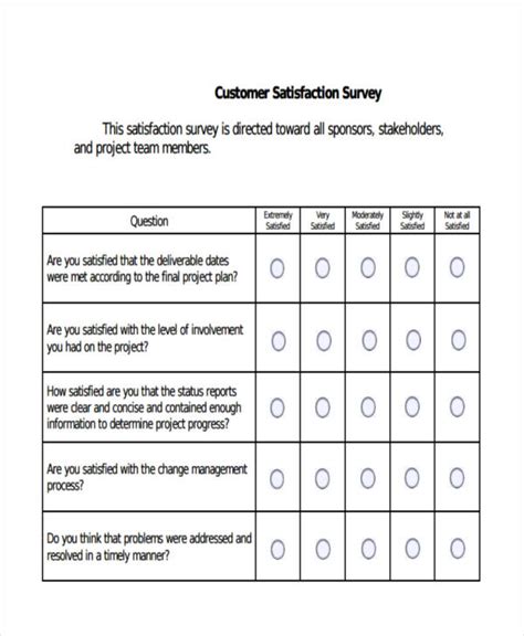 Printable Customer Satisfaction Survey Template
