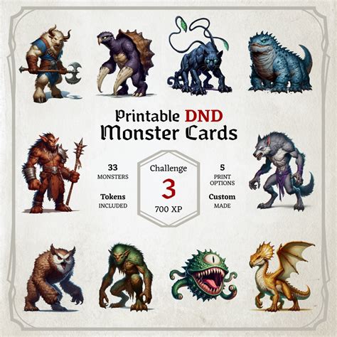 Printable D&D Monster Cardds