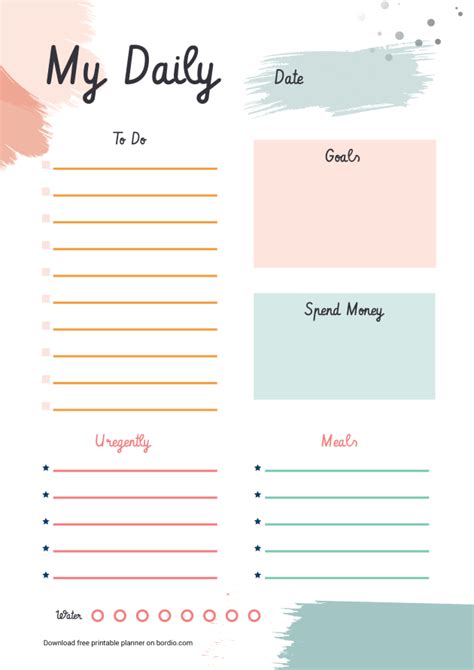 printable daily planner template free printable template