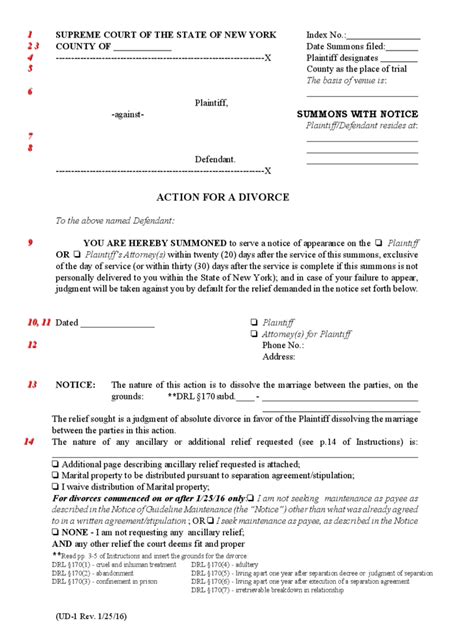 Printable Divorce Papers Ny