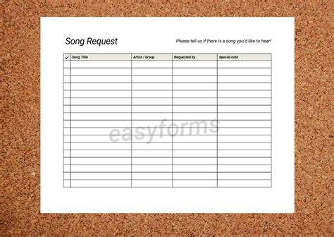 Printable Dj Song Request Template