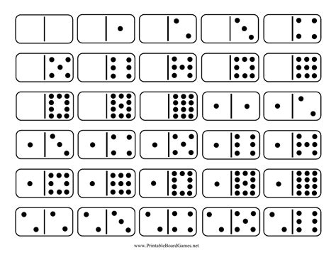 Printable Double 12 Dominoes