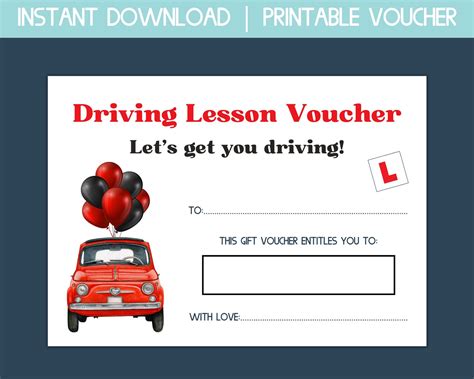 Printable Driving Lesson Voucher