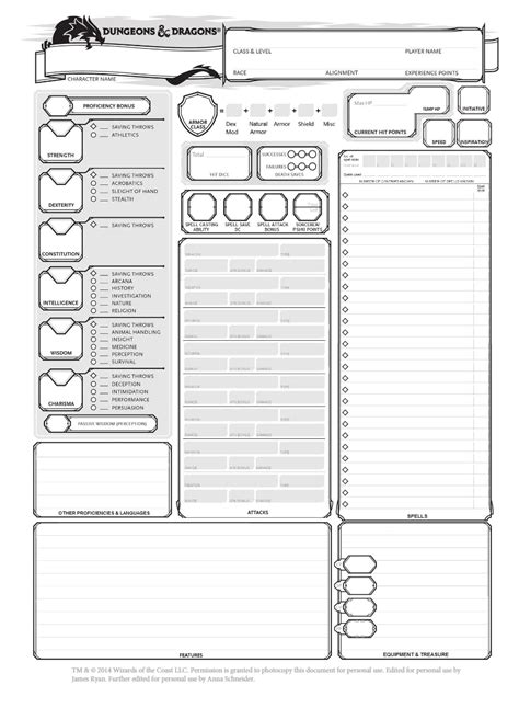 Printable Editable 5E Character Sheet