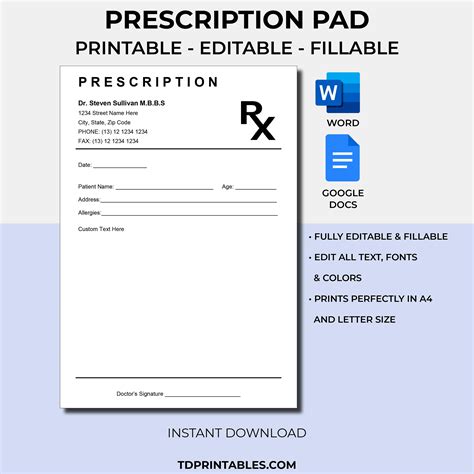 14+ Prescription Templates Templates Front
