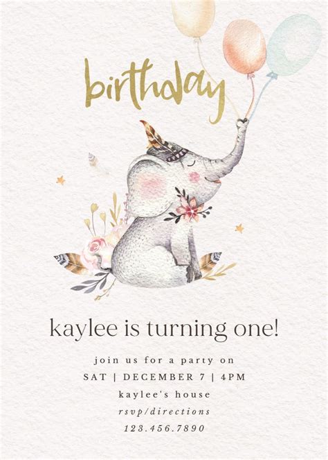 Printable Elephant Birthday Invitations 12