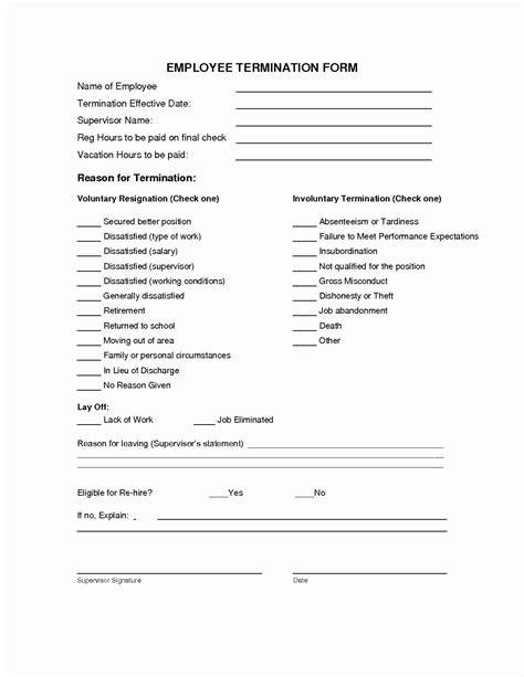 Printable Employee Termination Form Pdf
