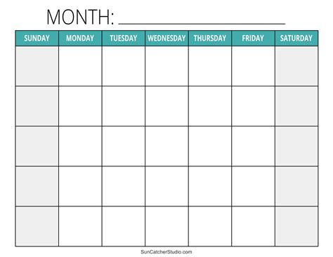 Printable Empty Calendar Template