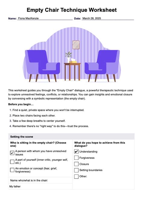 Printable Empty Chair Technique Worksheet