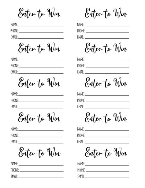Printable Enter To Win