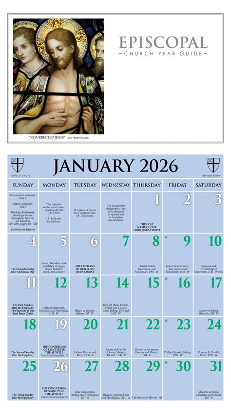 Printable Episcopal Church Calendar