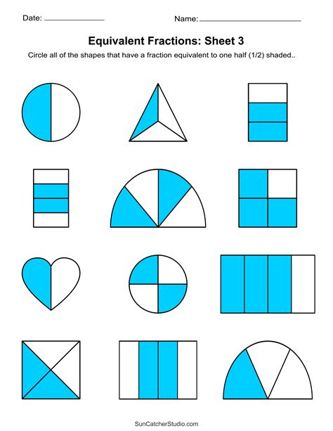 Printable Equal Shapes For Fractions