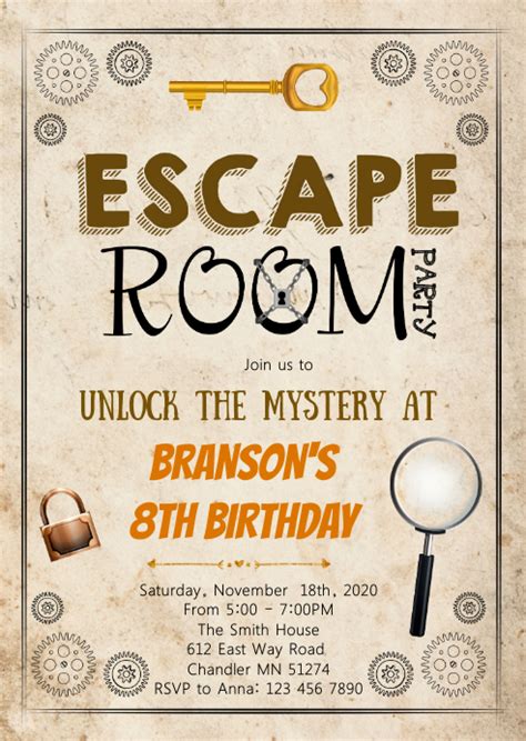 Printable Escape Room Invitations