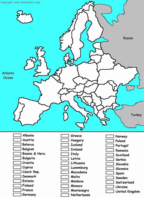 printable europe map quiz