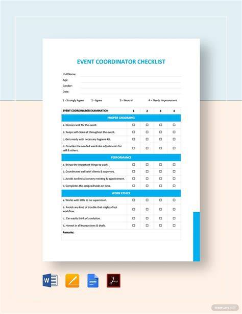 Printable Event Coordinator Checklist