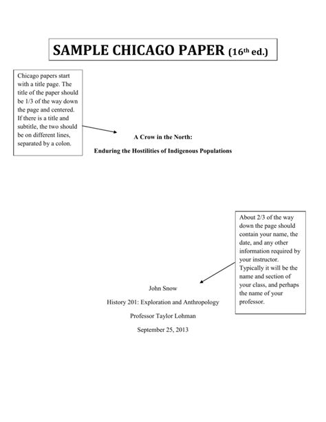 Printable Example Of Chicago Style Paper