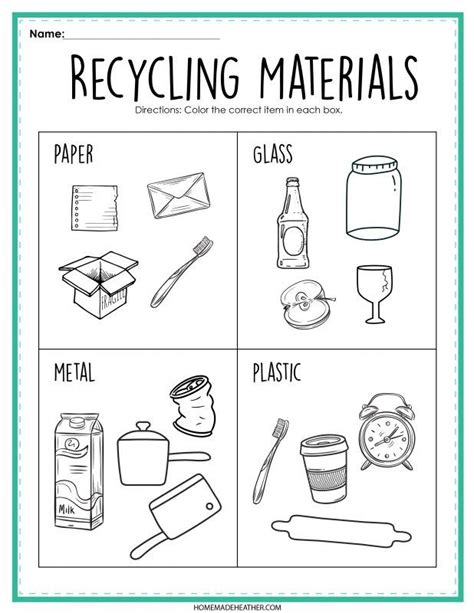Printable Examples Of Recycling Materials